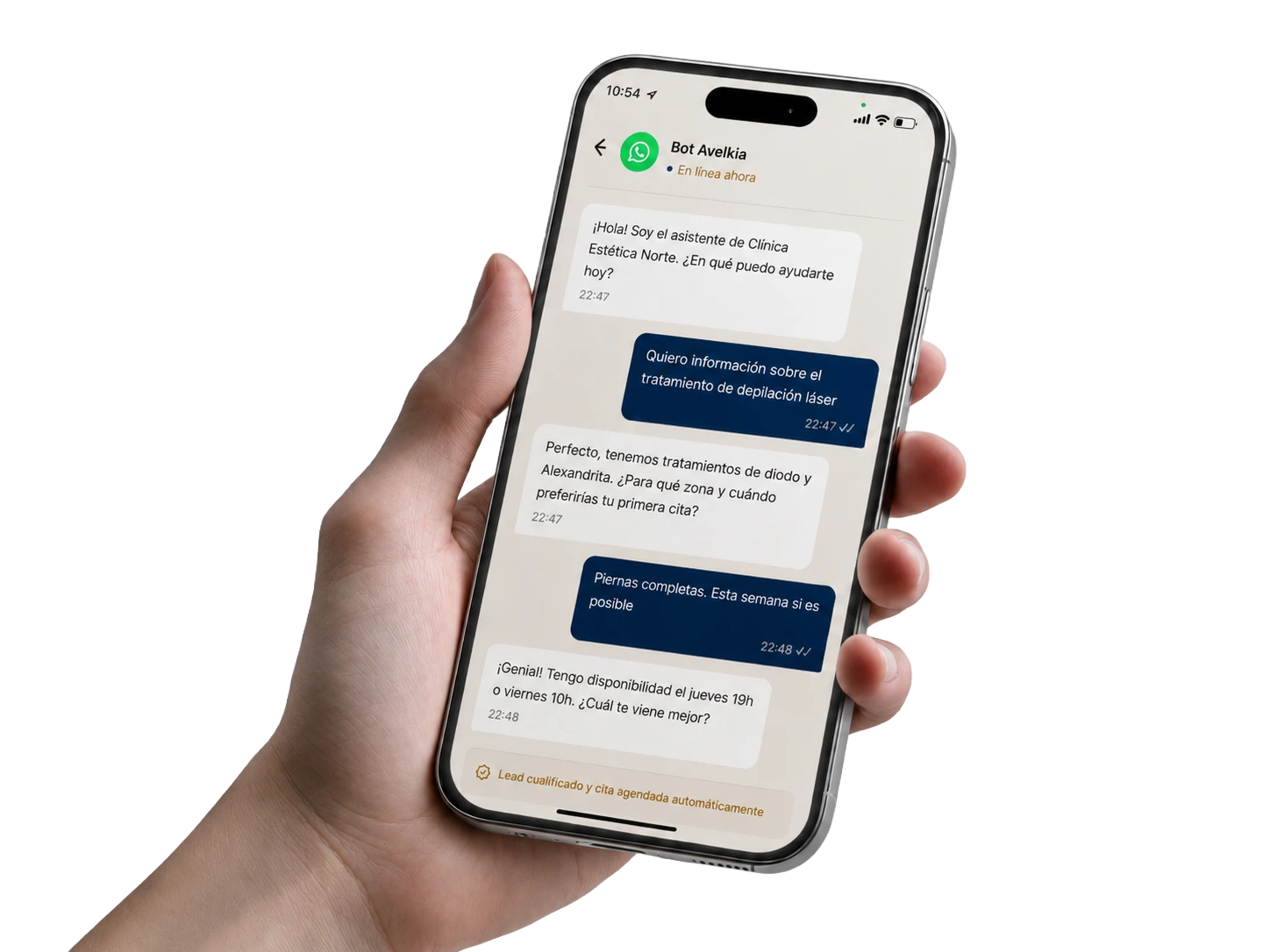 Conversación de WhatsApp automatizada en un iPhone